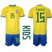 Brasilien Fabinho #15 Replika Babykläder Hemma matchkläder barn VM 2022 Korta ärmar (+ Korta byxor)